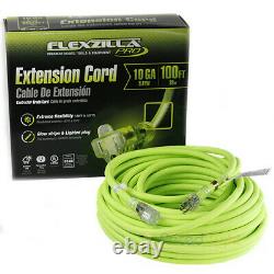 100 ft Flexzilla Pro Electric Extension Cord Power Cable Indoor Outdoor 10 gauge