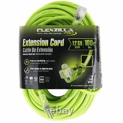100 ft Flexzilla Pro Electric Extension Power Cord Cable Indoor Outdoor 12 gauge