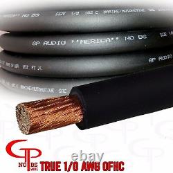 20 ft TRUE AWG 1/0 Gauge OFC Power Wire 10 ft RED 10 ft BLACK Ground Car Audio