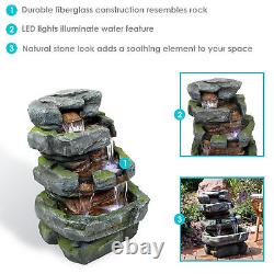 38 Inch Tall Electric Stacked Shale Water Fountain with LED lights
