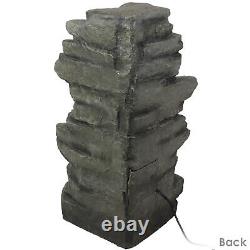 38 Inch Tall Electric Stacked Shale Water Fountain with LED lights