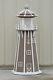 4 Foot Octagon Electric And Solar Powered Poly Lawn Lighthouse, Clay And White