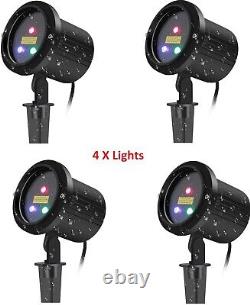 4X pieces Lase Projector Christmas Lights for Home Garden RED BLUE & GREEN