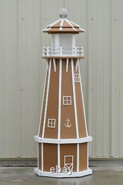 5' Octagon Electric and Solar Powered Poly Lumber Lighthouse (Carmel/white trim)