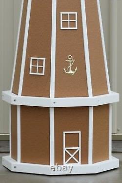 5' Octagon Electric and Solar Powered Poly Lumber Lighthouse (Carmel/white trim)