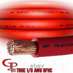 50 ft TRUE AWG 1/0 Gauge OFC Power Wire 25 ft RED 25 ft BLACK Ground Car Audio