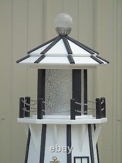 6 Foot Octagon Electric and Solar Powered Poly Lumber Lighthouse, White & black