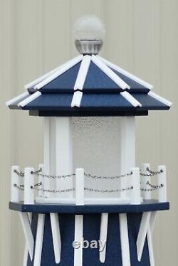 6' Octagon Electric and Solar Powered Poly Lumber Lighthouse (PatriotBlue/white)