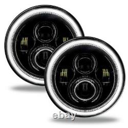 7 in. High Powered LED Headlights, Black Bezel, White Electrical, Lighting and B