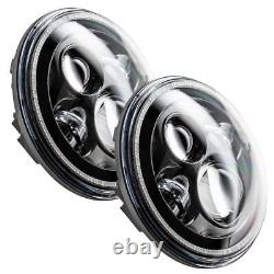 7 in. High Powered LED Headlights, Black Bezel, White Electrical, Lighting and B