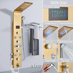 Black LED Light Shower Faucet Bathroom SPA Massage Jet Shower Column System Wate