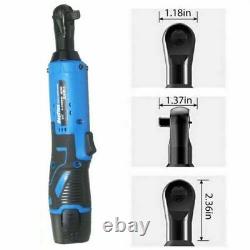 Cordless Electric Ratchet Right Angle Wrench 3/8 12V Power Tool With Batteries