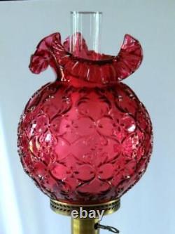 Fenton Cranberry Spanish Lace Tall Pillar Electric Table Lamp