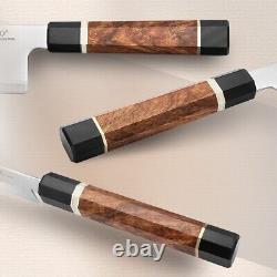Japanese Nakiri Knife Kitchen Slicing ZDP-189 Power Steel G10 Bone Wood Premium