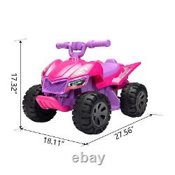 Kids Ride-on ATV, 6V Battery Powered Electric Quad Car with Music, LED Lights an