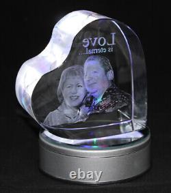 Personalised Lasered 3D Heart Photo Crystal 120x120x60mm