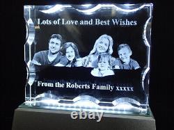 Personalised Lasered 3D Photo Crystal Beautiful Design Very Large 150x120x28mm