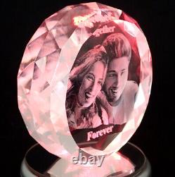 Personalised Lasered 3D Sunflare Crystal 100x100x40mm
