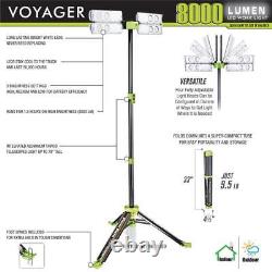Power Standing Work Light 8000 Lumen Collapsible Cordless Tripod Led+3-Way Power