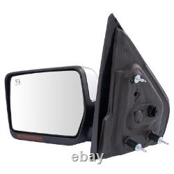 TRQ Mirror Power Heated Memory Turn Signal Puddle Light Chrome LH Driver Side