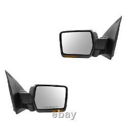 TRQ Mirrors Power Heated Memory Fold Puddle Light Chrome Pair Set for 09-10 F150