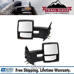 Trail Ridge Tow Mirror Power Heated Signal Puddle Light Black Pair Set for F150