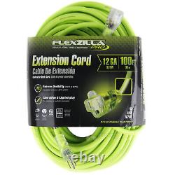 100 Ft Flexzilla Pro Electric Extension Câble De Câble D'alimentation Intérieur Extérieur 12 Jauge