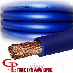 25 Ft True Awg 1/0 Gauge Ofc Copper Power Wire Blue Cable Gp Car Audio Us