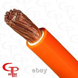 25 Ft True Awg 1/0 Gauge Ofc Copper Power Wire Orange Cable Gp Car Audio
