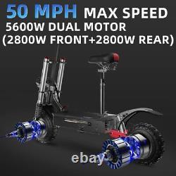 50mph Max Speed Scooter Électrique Puissant 5600w Dual Motor E Scooter Tourner La Lumière