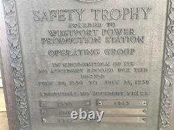 Ancien 1936-39 Bronze Safety Trophy Plaque Baltimore Gaz & Électrique Lumière & Puissance
