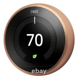 Brand New Google Nest Learning Smart Thermostat 3ème Génération Copper Seeled