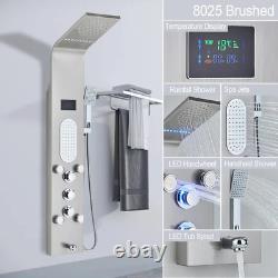 Colonne de douche LED noire avec système de jets de massage SPA pour salle de bains