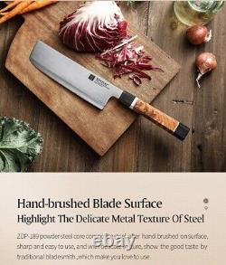 Couteau Japonais Nakiri Kitchen Sliving Zdp-189 Power Steel G10 Bone Wood Premium