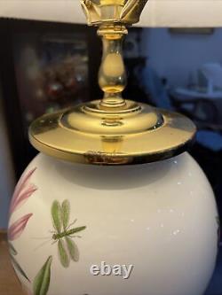 Lampe Vintage Portmeirion RHODODENDRUM BOTANIC GARDEN en porcelaine avec abat-jour et finial de 26 pouces.