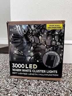 Lumières en grappe LED, guirlande de 98 pieds avec 3000 lumières blanches chaudes, dans sa boîte d'origine