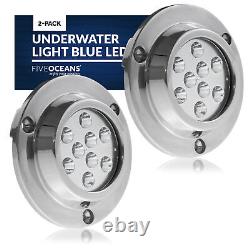 Lumières subaquatiques LED Lumière de tableau arrière pour bateau Haute puissance LED bleue, 12V 2-Pack