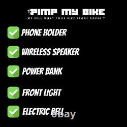 Support de téléphone pour vélo, haut-parleur Bluetooth, batterie externe, feux avant et klaxon électrique