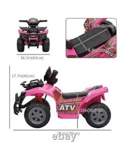 Véhicule tout-terrain ATV pour enfants avec batterie 6V et lumières, rose, pour 18-36 mois